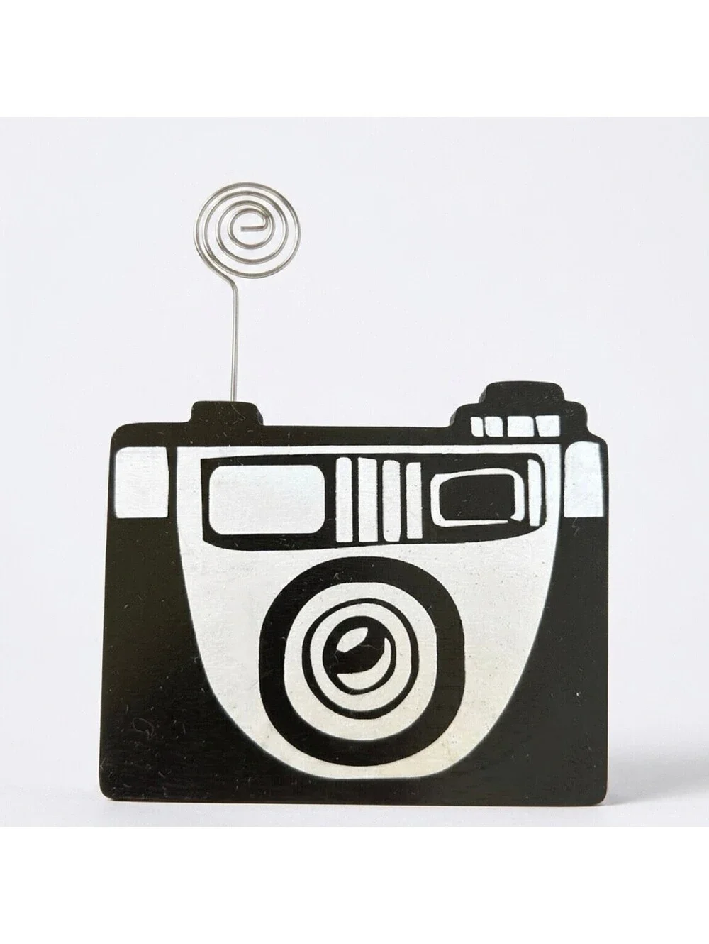 Hobby Lobby Camera Photo Holder Black White Wood Wire Clip Frame 2008